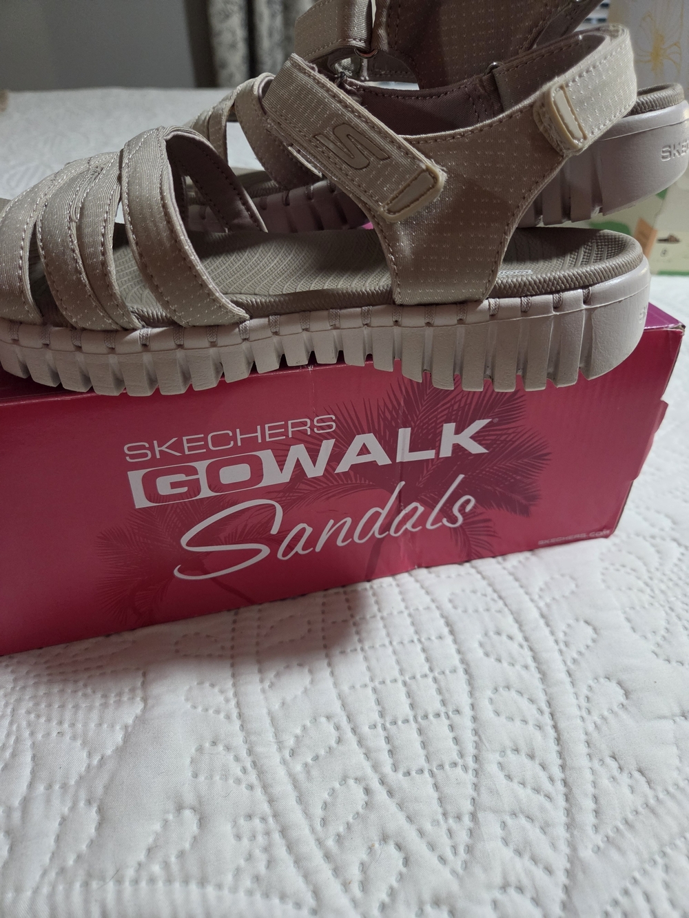 Skechers Women's Taupe Crisscross Strap Sandals - Picture 2 of 5